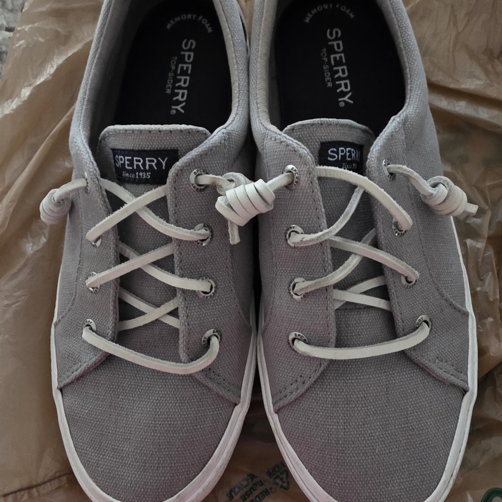 Sperry Gray Canvas Ladies Top Sider Shoes